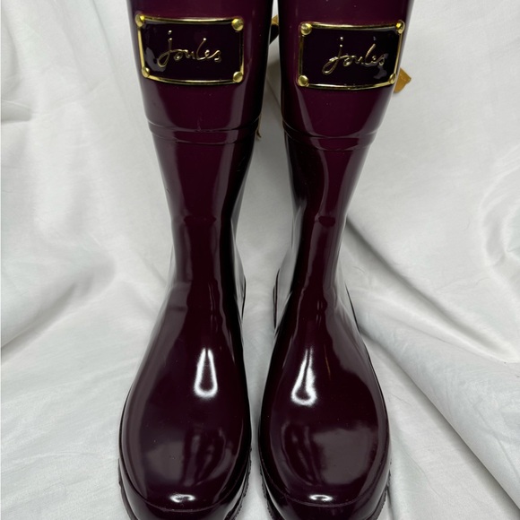 Free shipping! Joules Rain boots! Maroon with Gold lace up bow! Great shape! - Picture 7 of 7